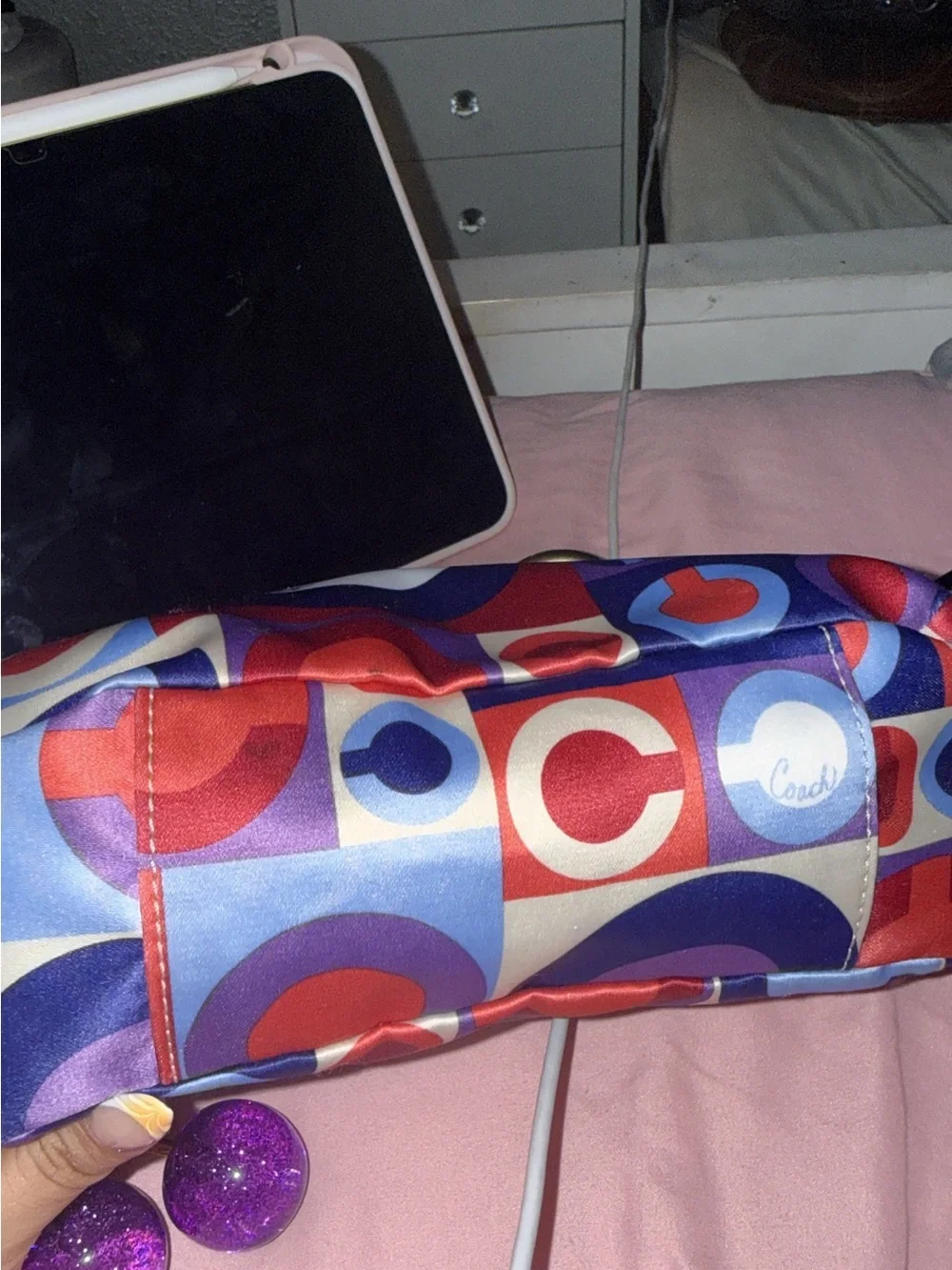 Vintage Coach Madison Sateen Scarf Graphic Op Art Shoulder Bag ✨❤️
